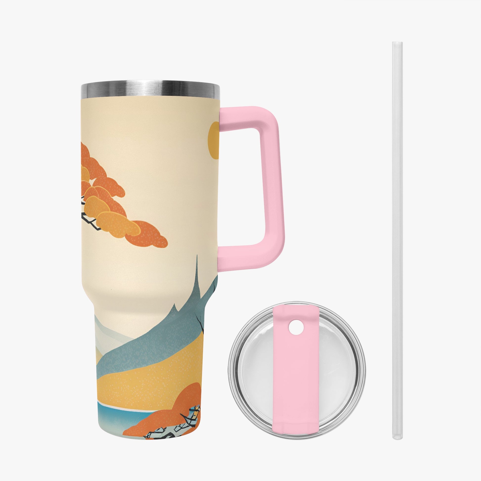 Autumn Majesty Tumbler Cup Pink Handle