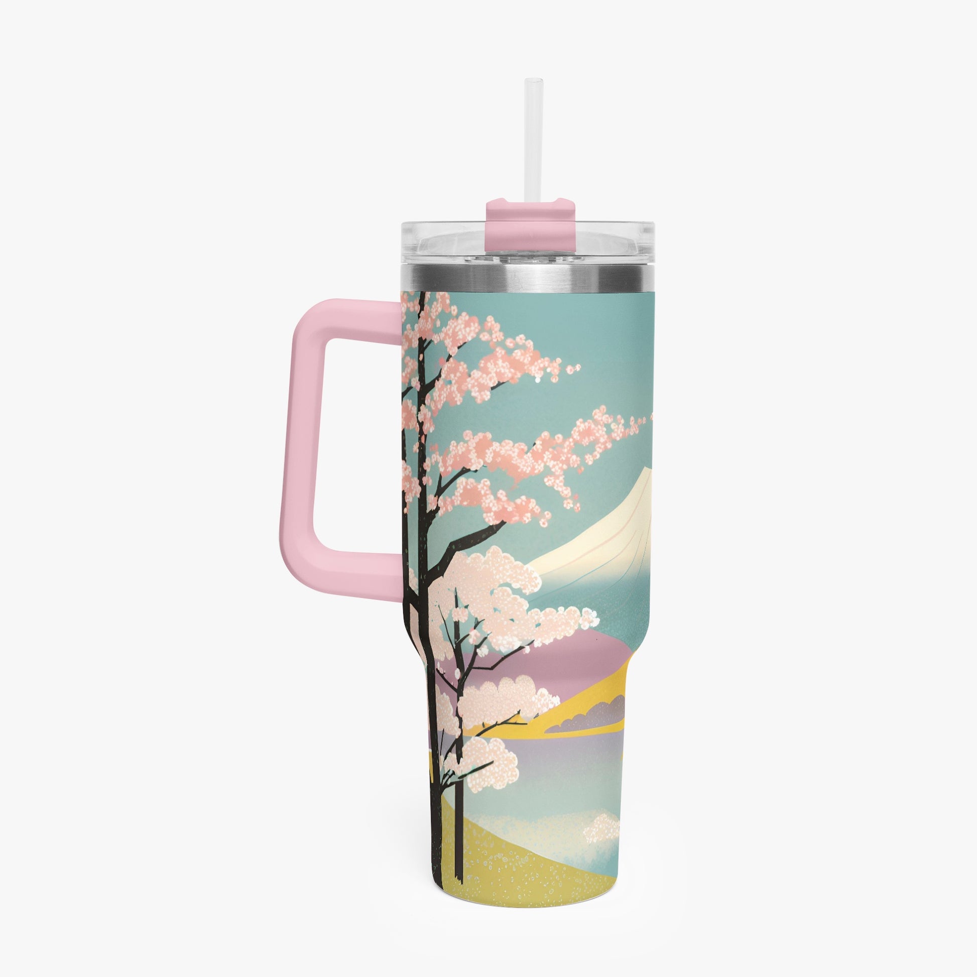 Moonlit Fuji Tumbler Cup Pink Handle