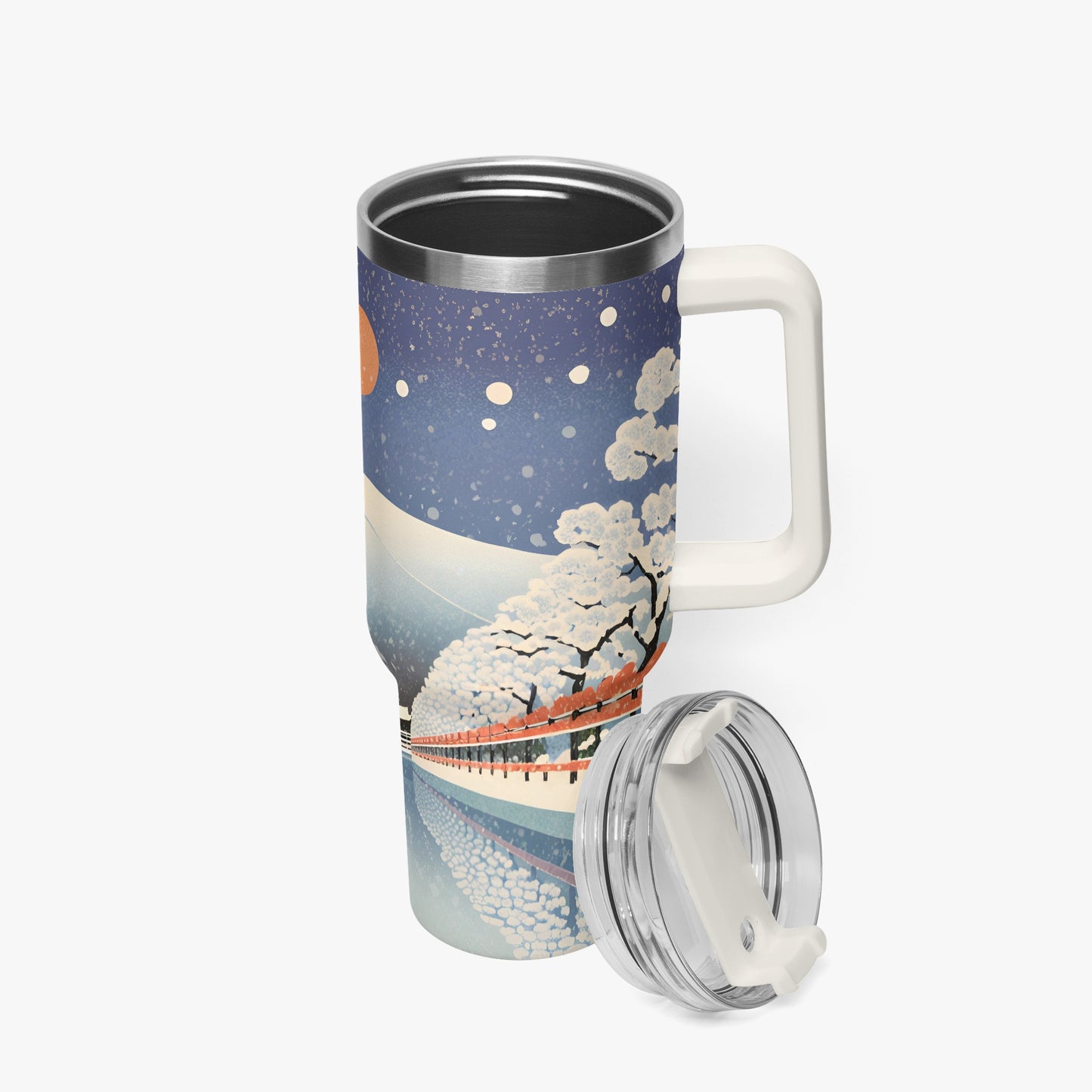 Winter Serenity Tumbler Cup White Handle