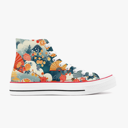 Floral patterned sneaker on a white background