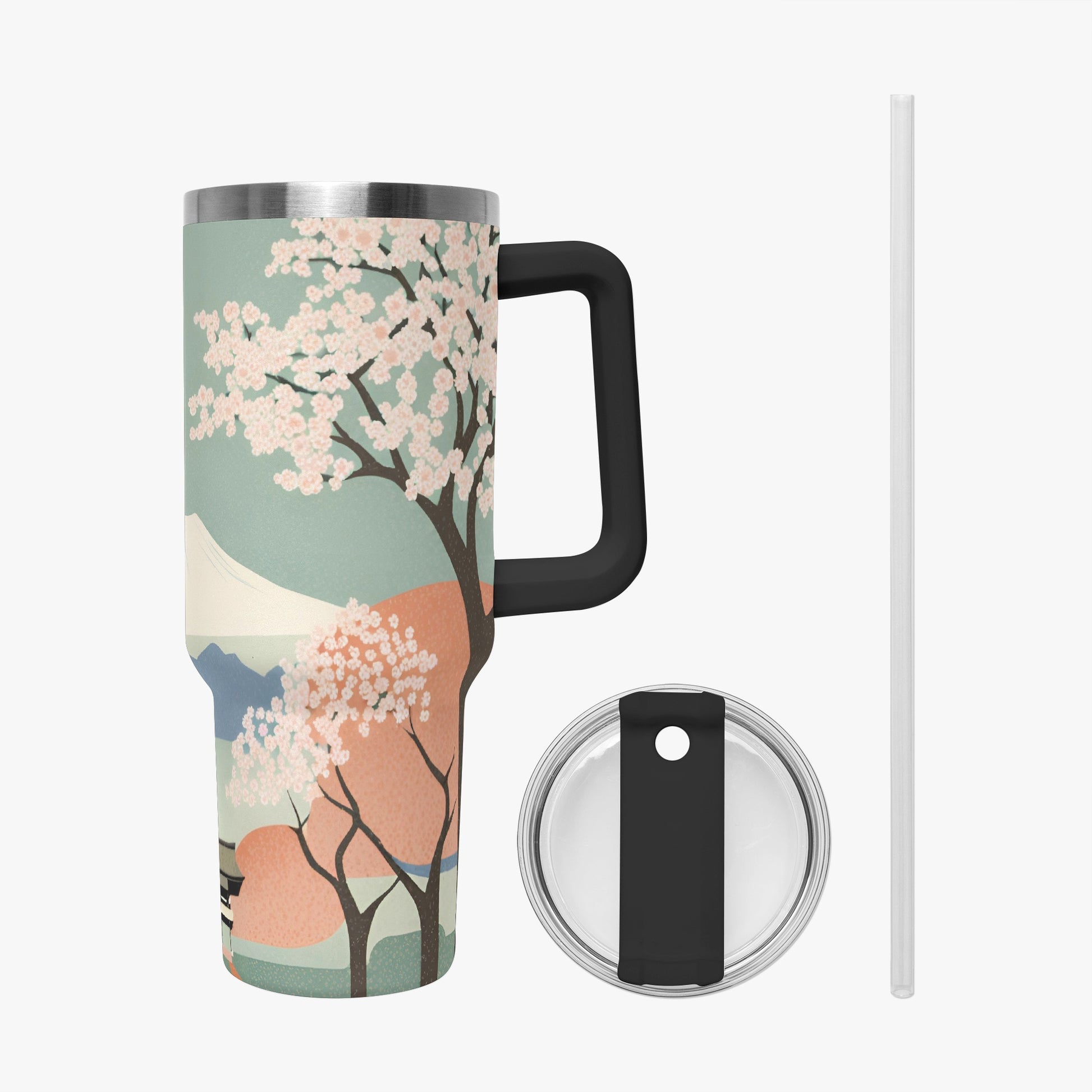 Spring Moon Tumbler Cup Black Handle