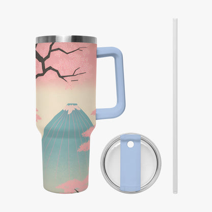 Fuji Dreams Car Tumbler Cup light blue Handle