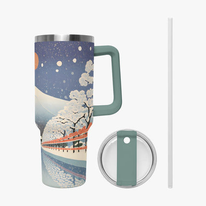 Winter Serenity Tumbler Cup grey green Handle