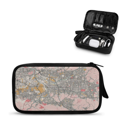 Pastel Kyoto City Map Travel Tech Pouch - 