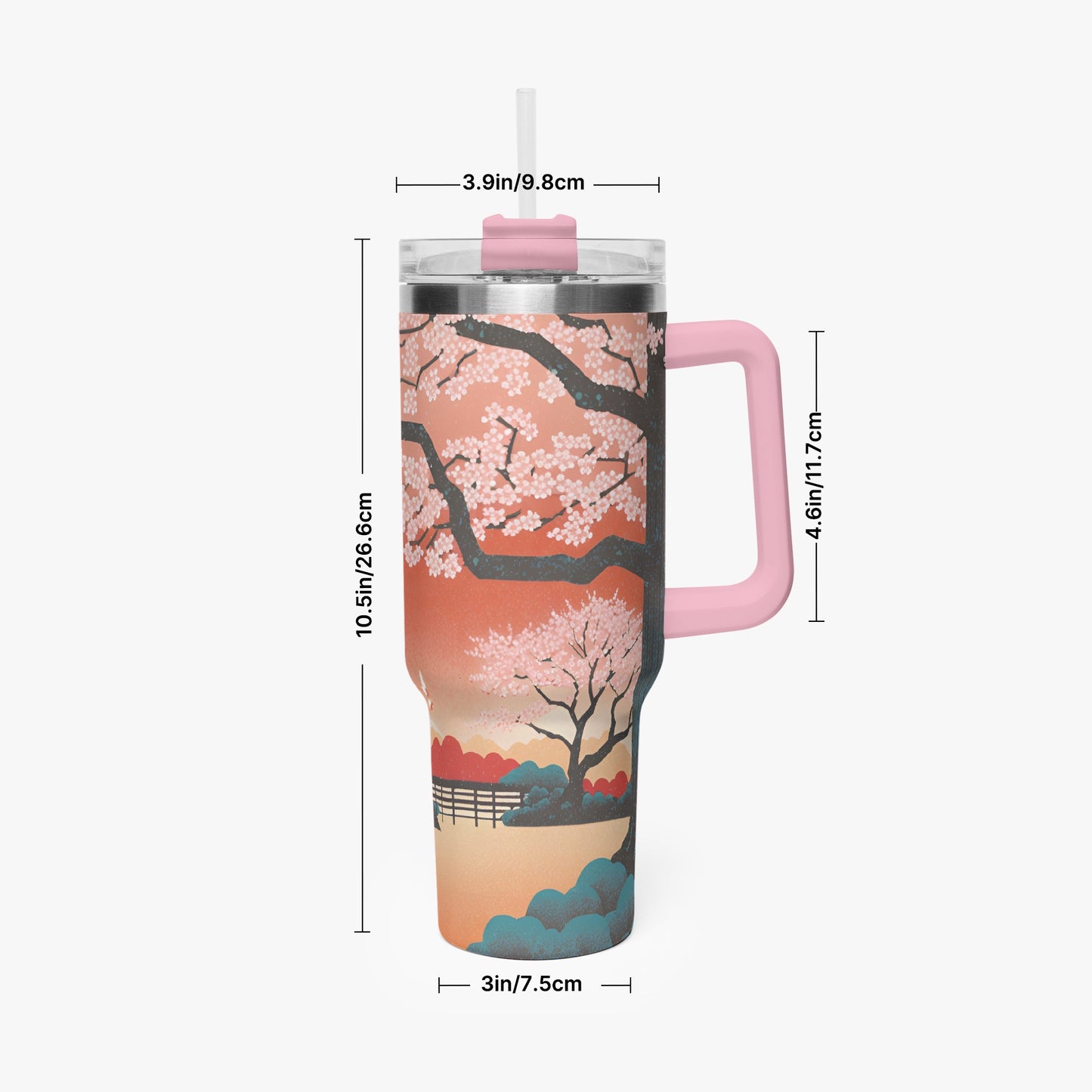 Springtime Serenity Tumbler Cup Pink Handle