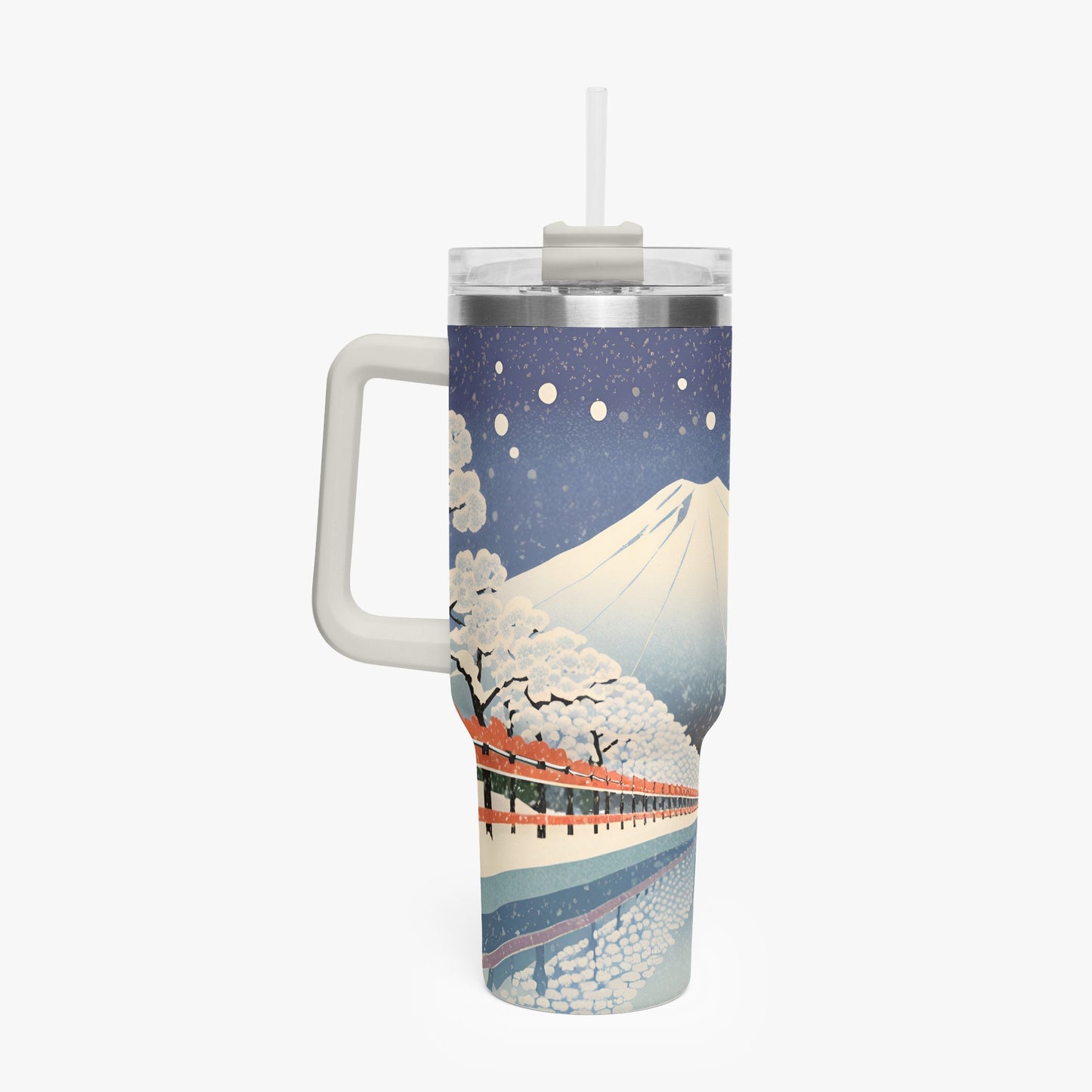 Winter Serenity Tumbler Cup White Handle