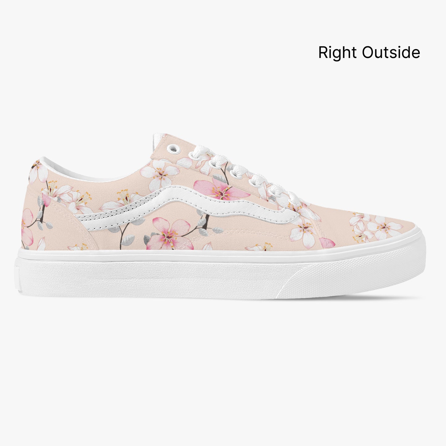 Floral-patterned sneaker on a white background