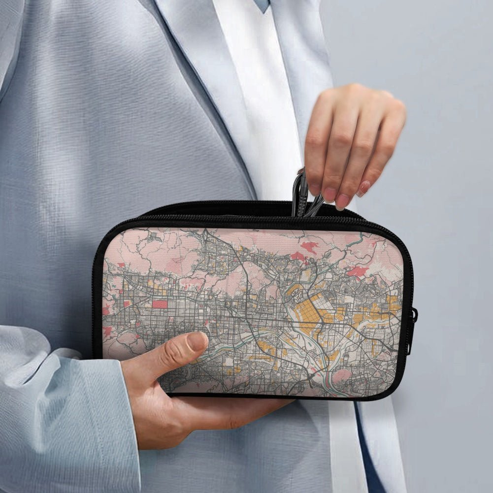 Pastel Kyoto City Map Travel Tech Pouch - 