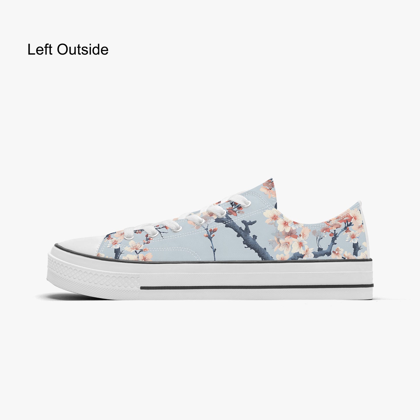 Floral patterned sneaker on a white background