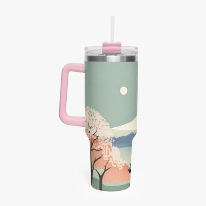 Spring Moon Tumbler Cup Pink Handle