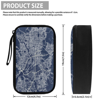 Blue Kyoto City Map Travel Tech Pouch - 