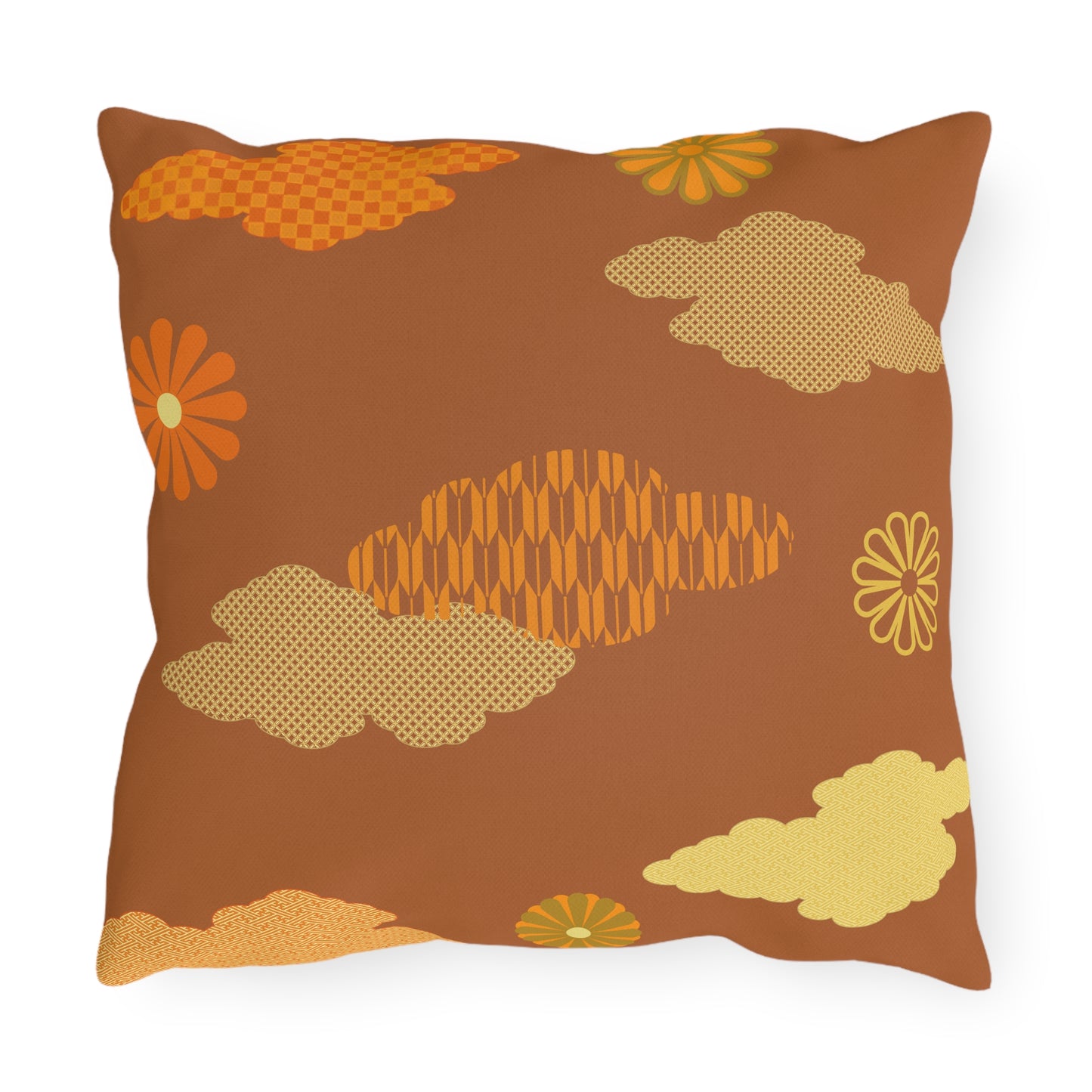 Retro Japanese Clouds Outdoor Pillows