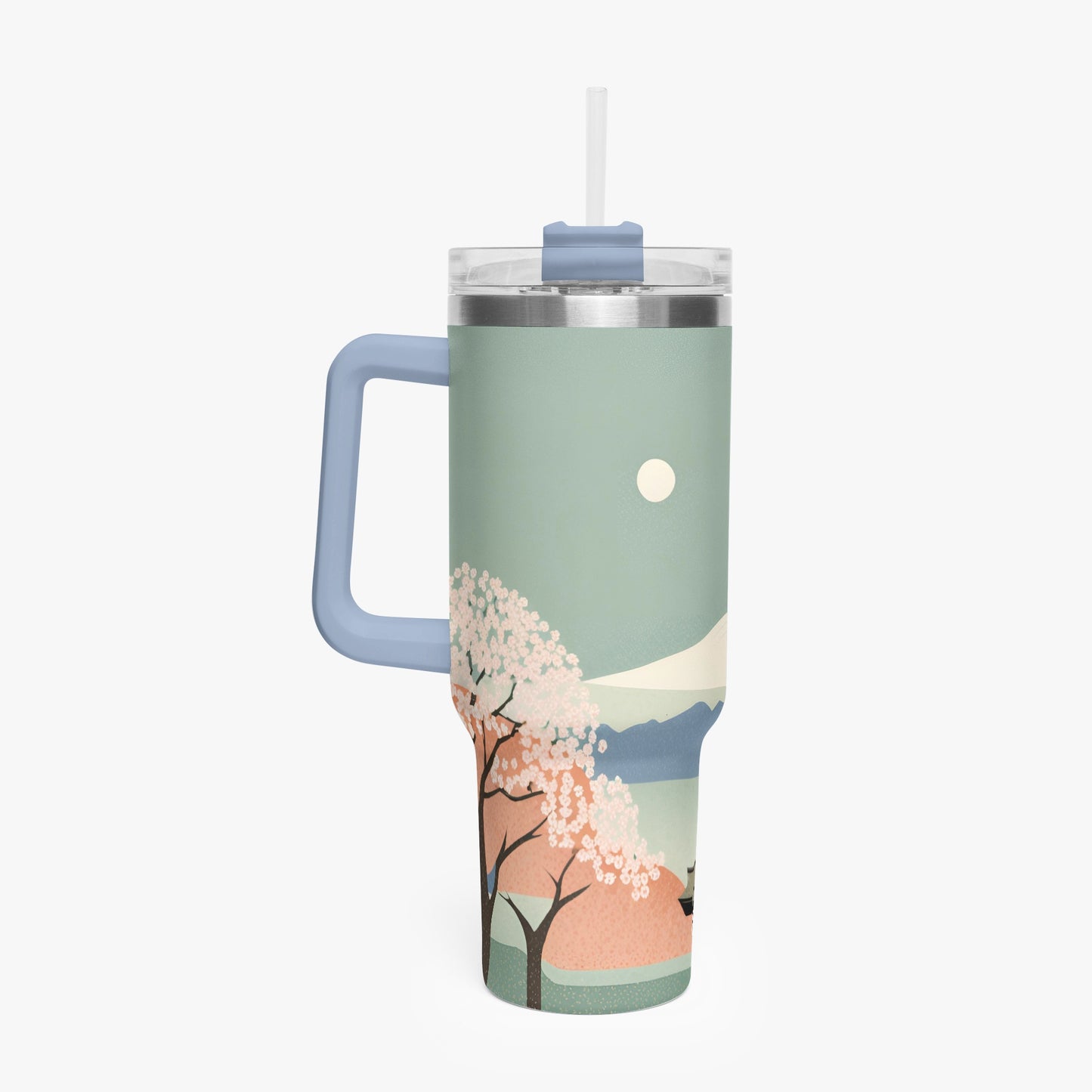 Spring Moon Tumbler Cup light blue Handle