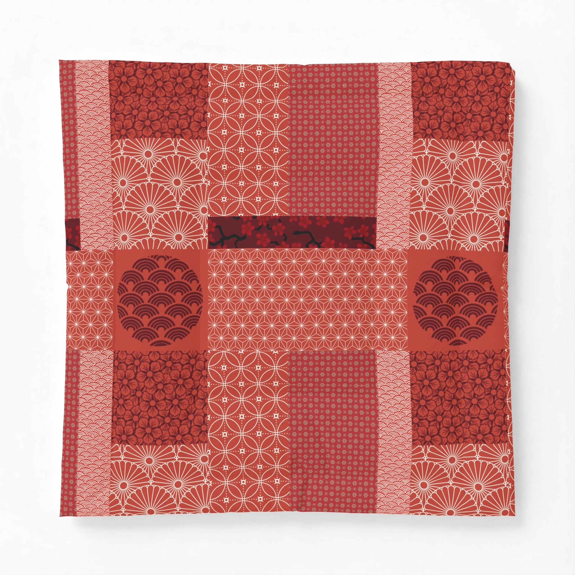 Red and white patterned fabric on a white background. Cotton Heritage