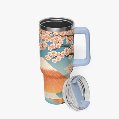 Cherry Blossom Majesty Tumbler Cup light blue Handle