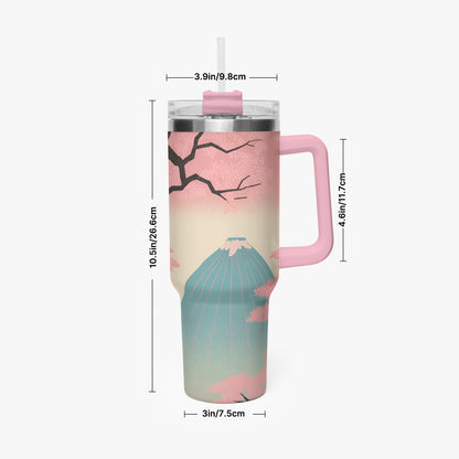 Fuji Dreams Car Tumbler Cup Pink Handle