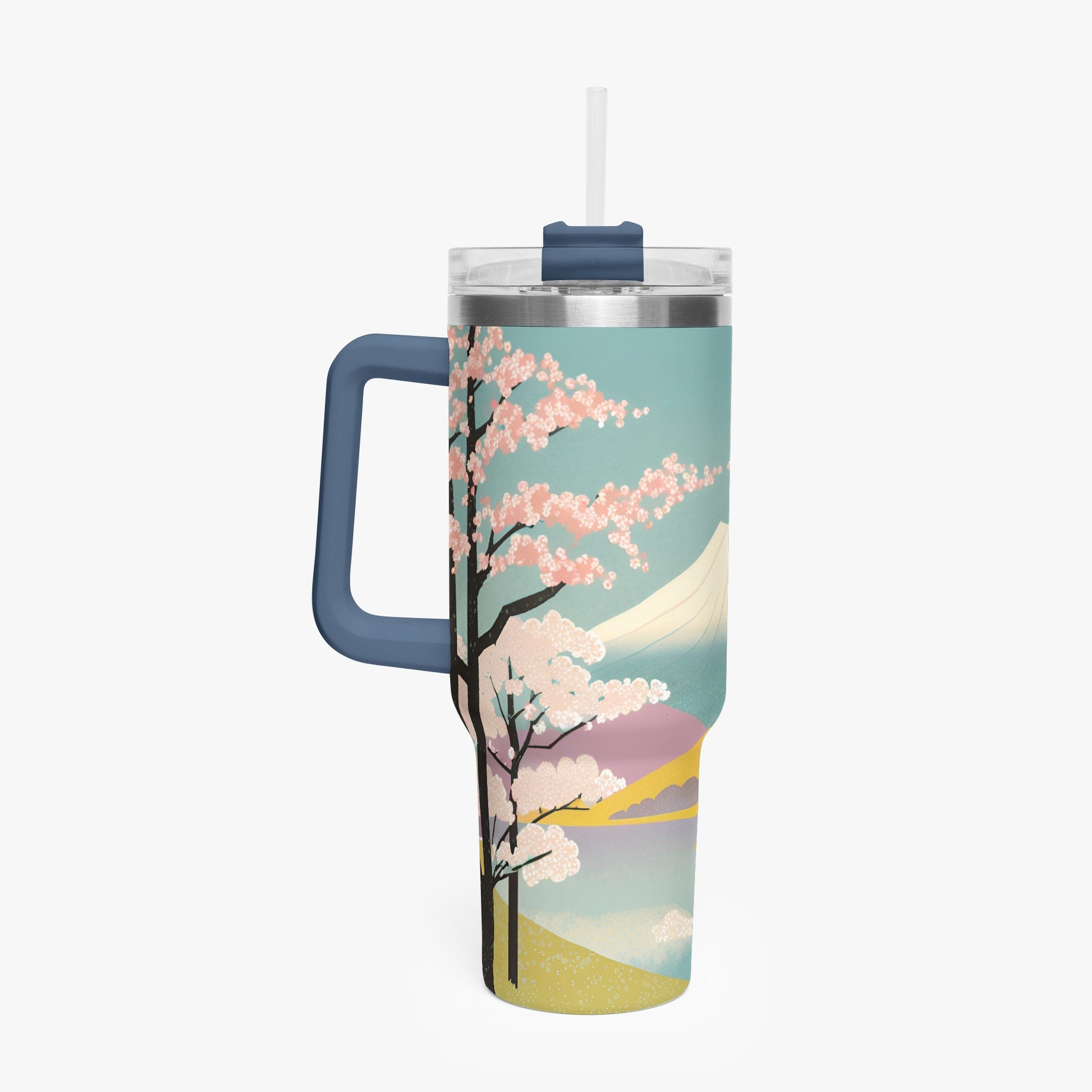 Moonlit Fuji Tumbler Cup blue Handle