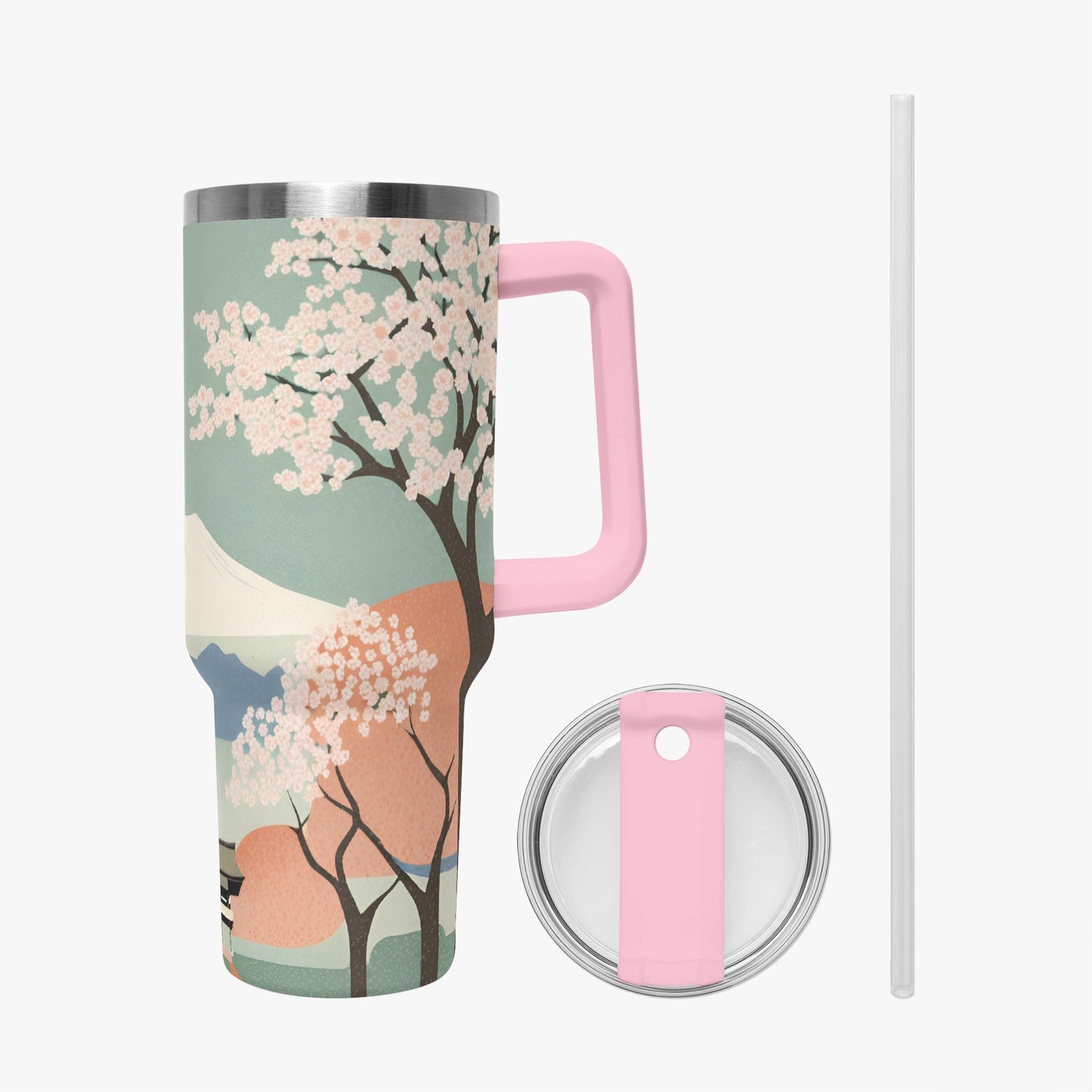 Spring Moon Tumbler Cup Pink Handle