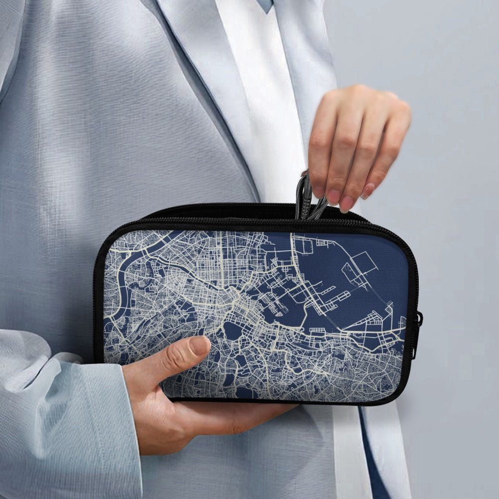 Blue Tokyo City Map Travel Tech Pouch - 