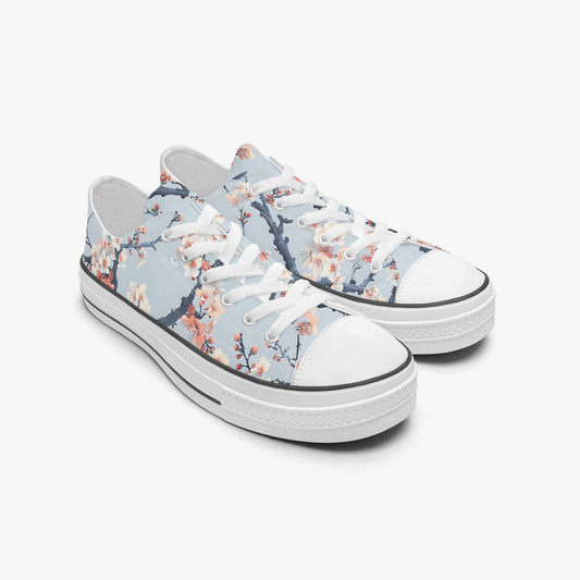 Floral patterned sneakers on a white background