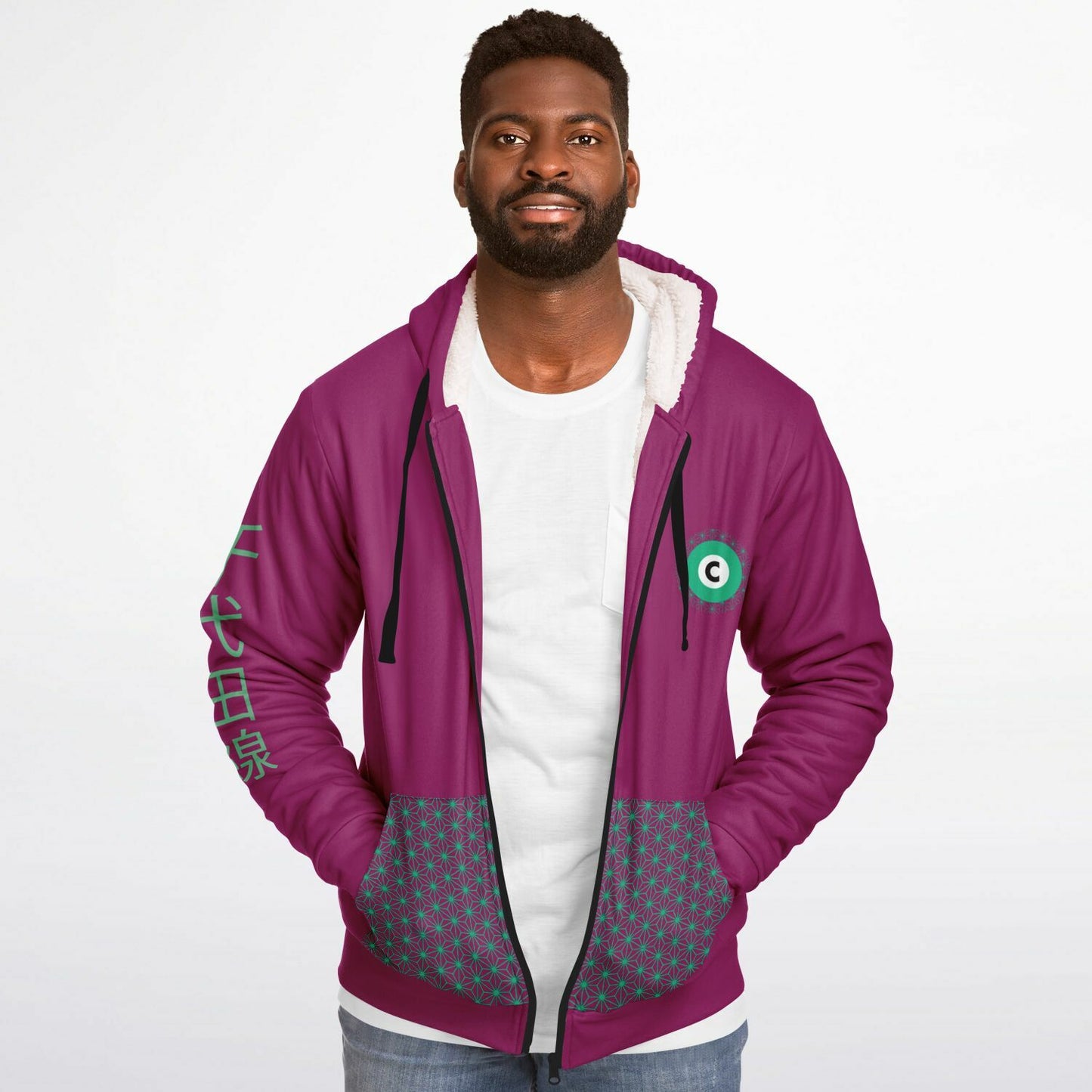 Chiyoda Line Purple and Green Hoodie Microfleece Ziphoodie