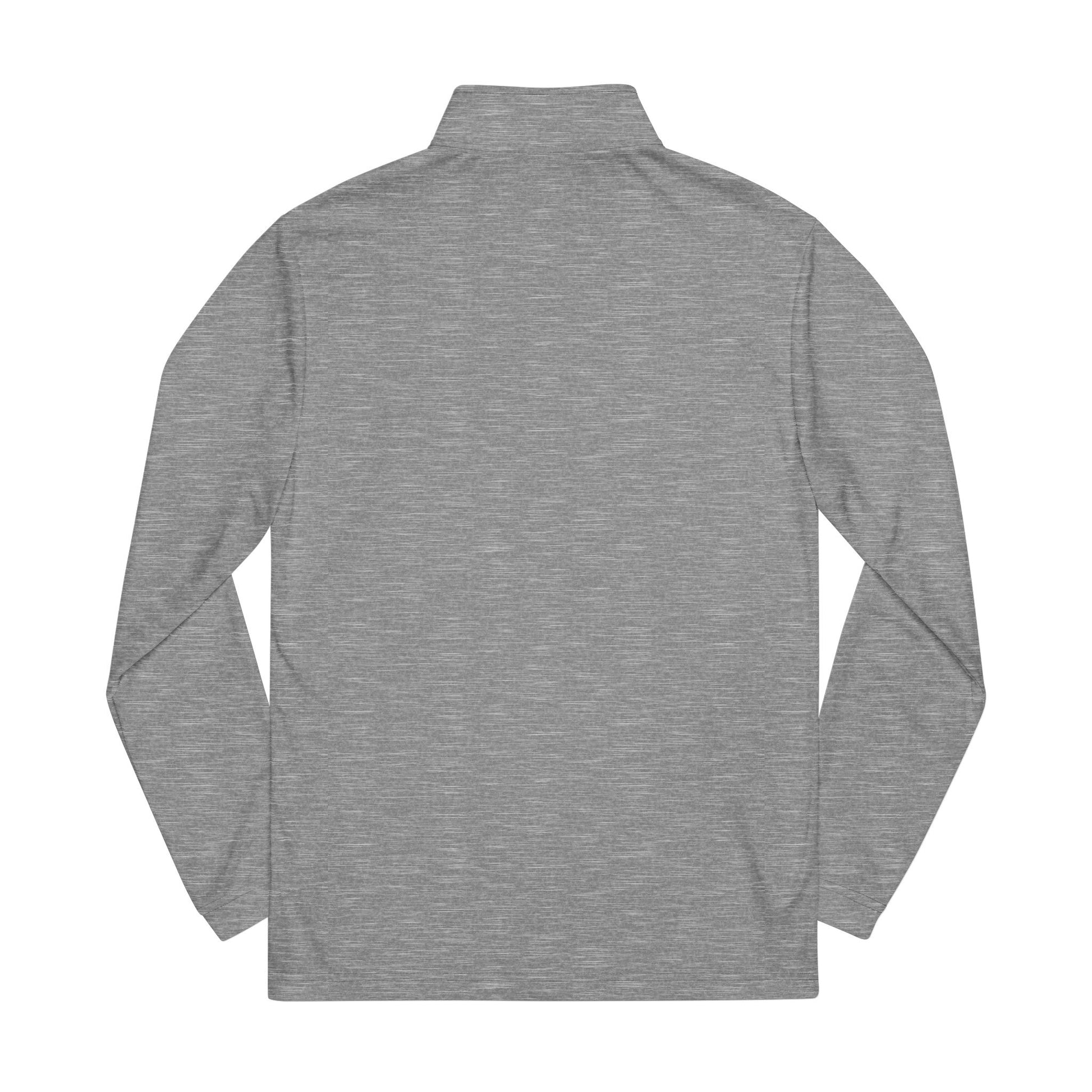 Gray long-sleeve shirt with a quarter-zip on a white background