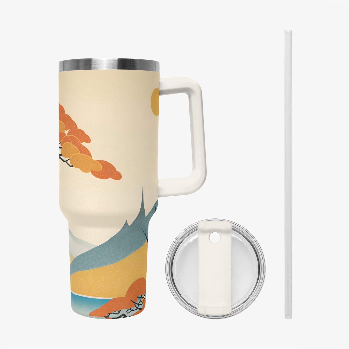 Autumn Majesty Tumbler Cup White Handle