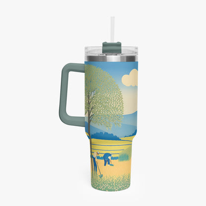 Golden Fields Tumbler Cup grey green Handle