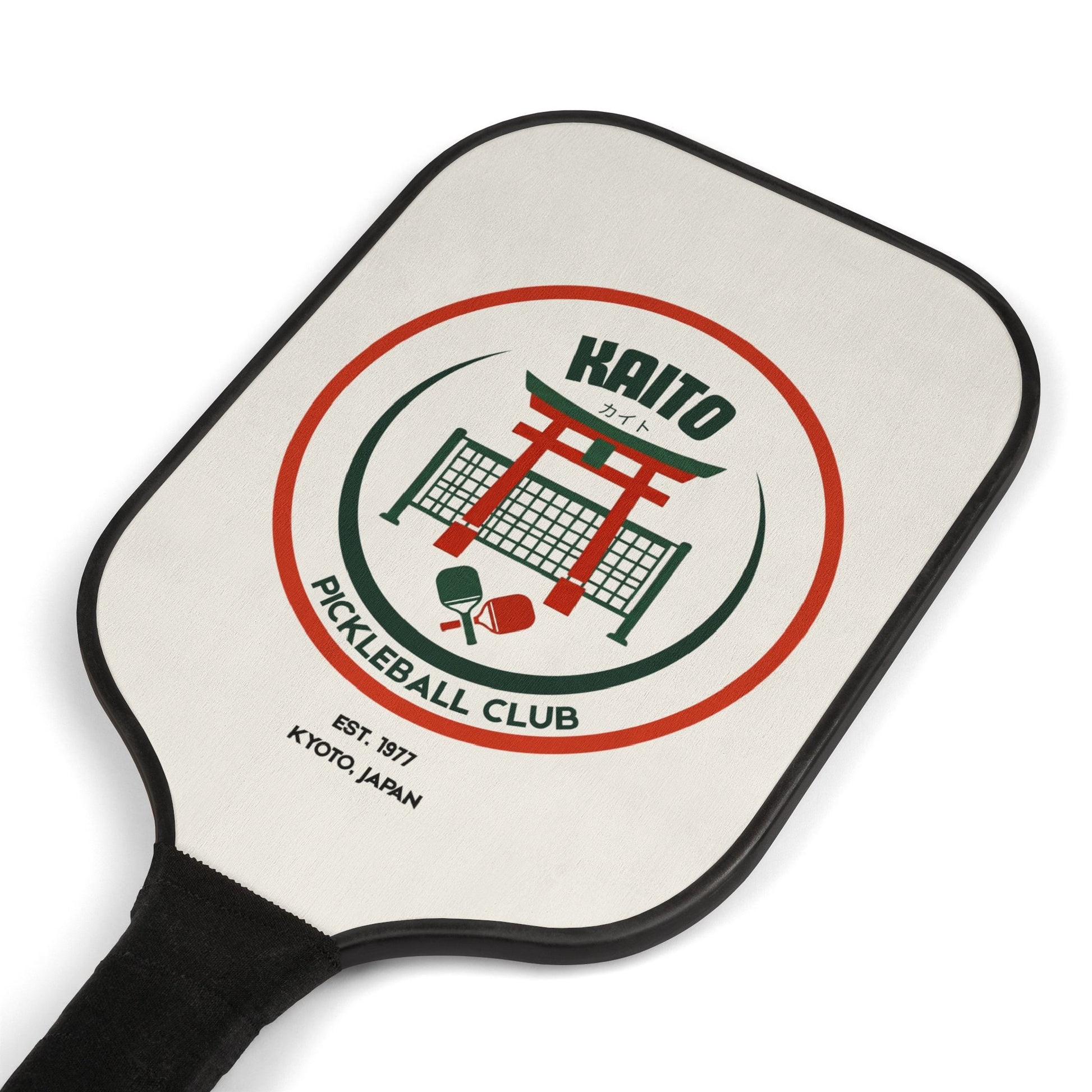 Pickleball paddle with Kaito Pickleball Club logo on a white background