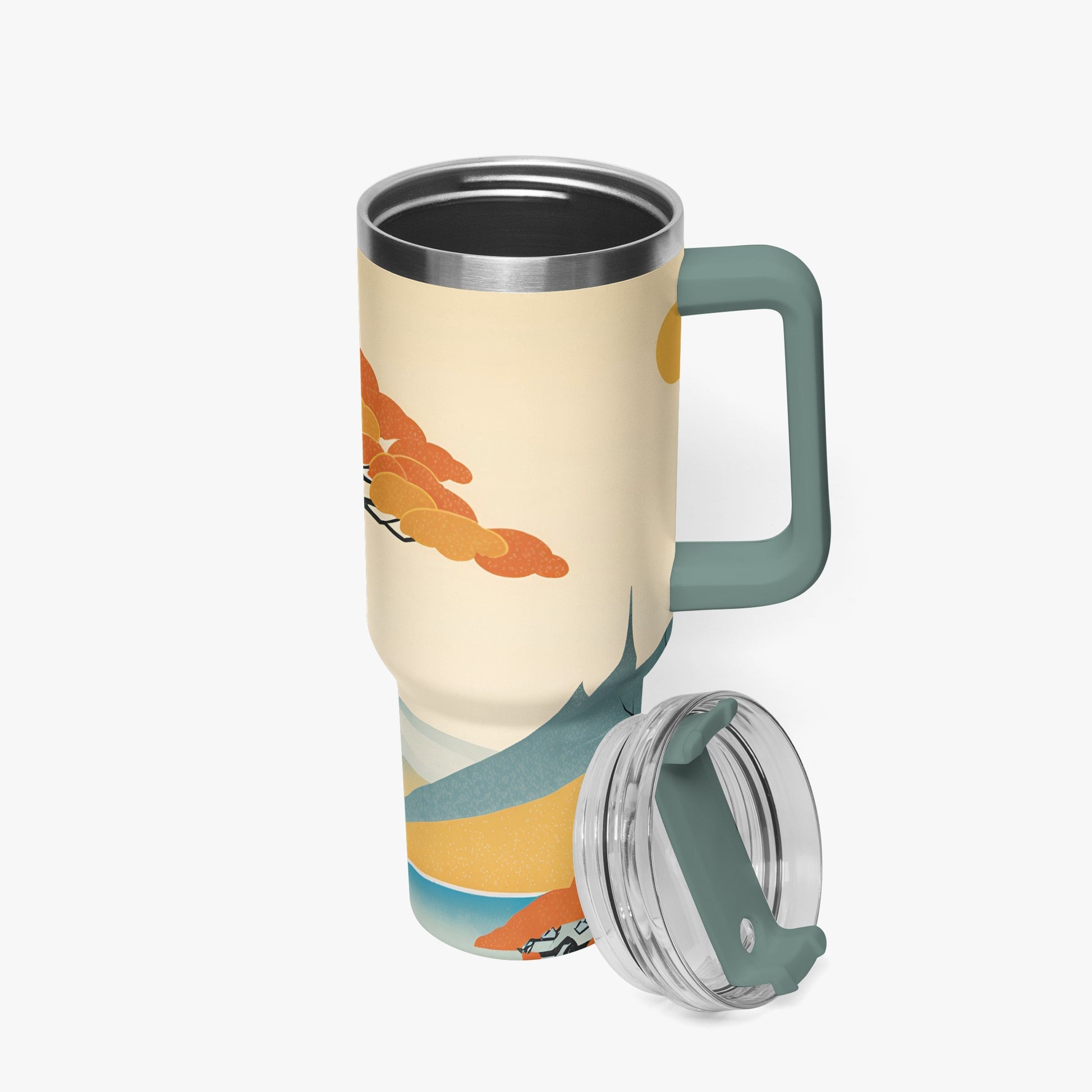 Autumn Majesty Tumbler Cup grey/green Handle