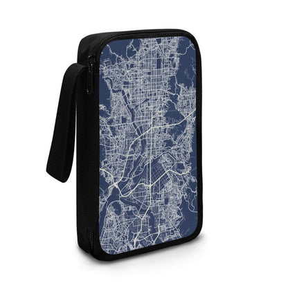 Blue Kyoto City Map Travel Tech Pouch - 