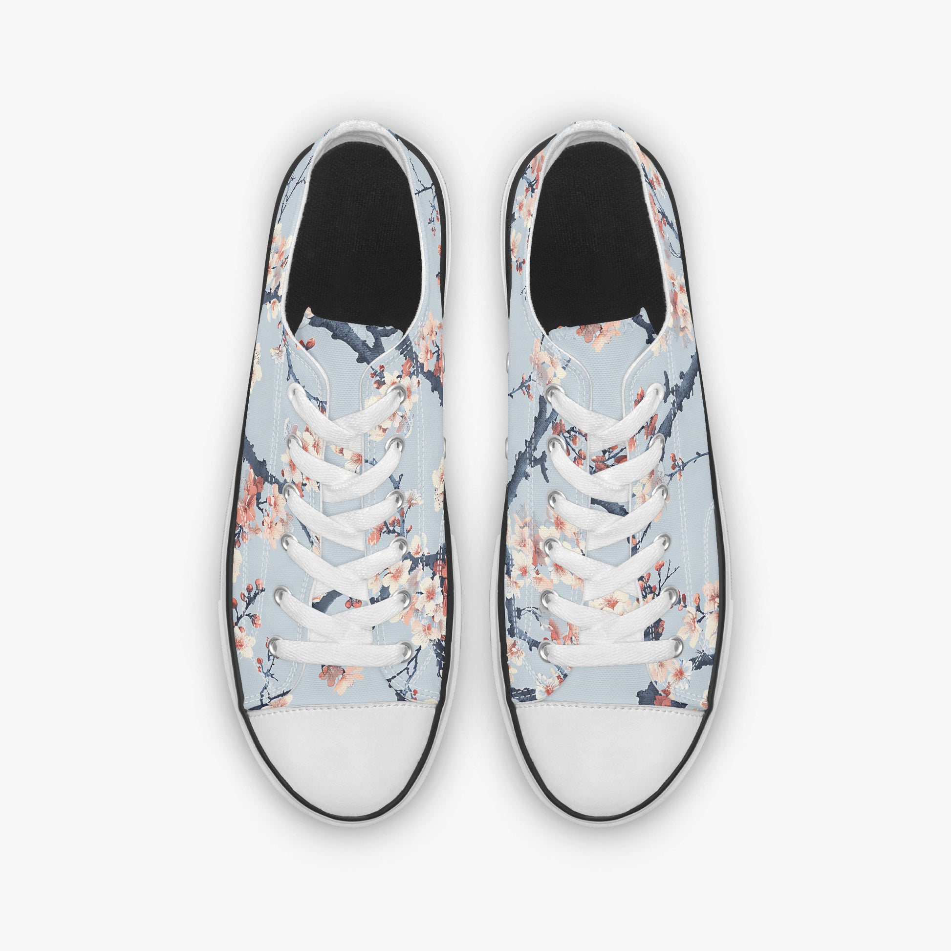 Floral patterned sneakers on a white background