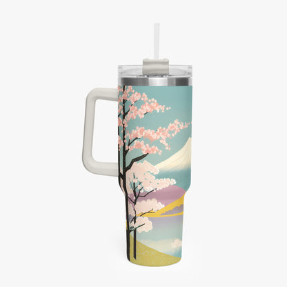 Moonlit Fuji Tumbler Cup White Handle