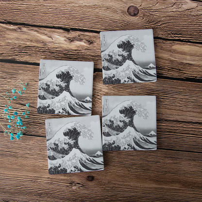 The Great Wave Ceramic Coasters  4 PCS