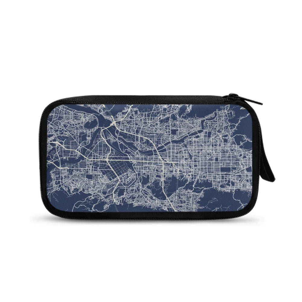 Blue Kyoto City Map Travel Tech Pouch - 