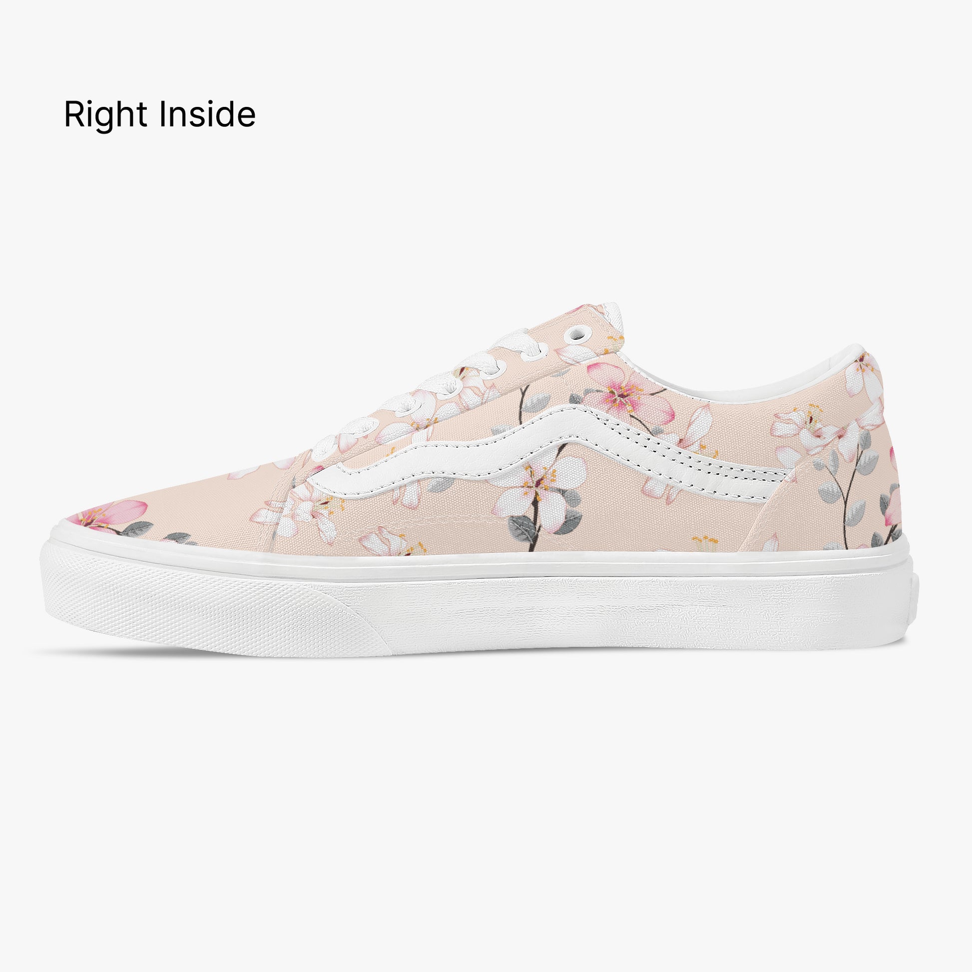 Floral-patterned sneaker on a white background