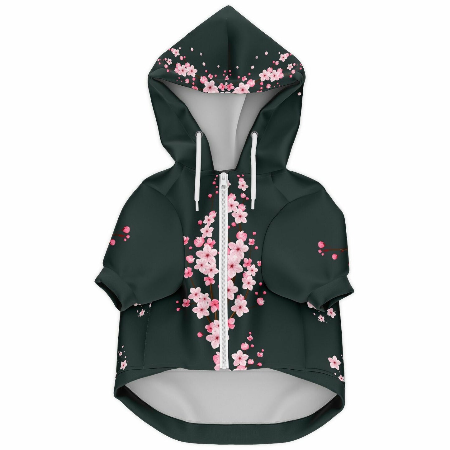 Dark Grey Sakura Athletic Dog Zip-Up Hoodie