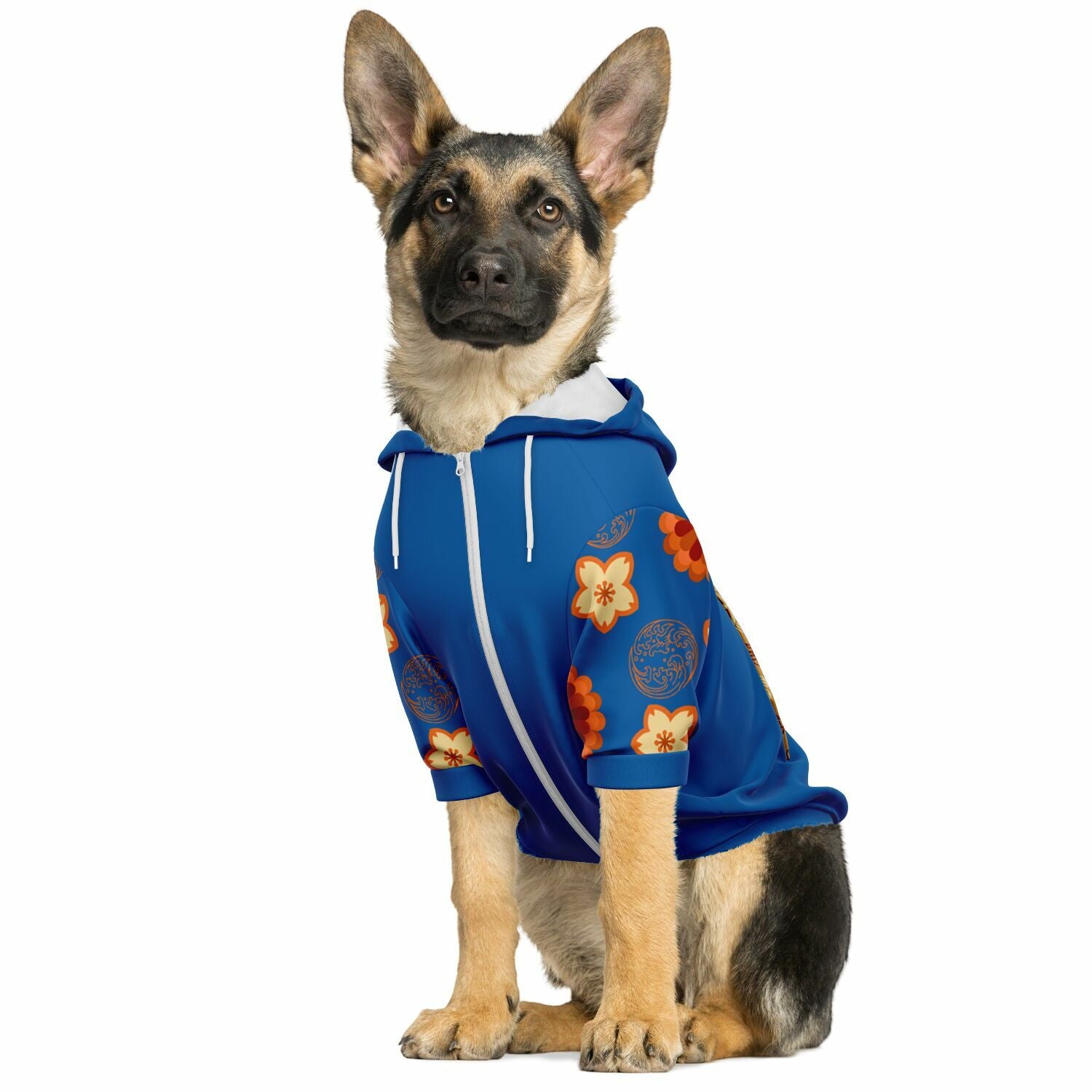 Orange Flower & Blue Sky Athletic Dog Zip-Up Hoodie