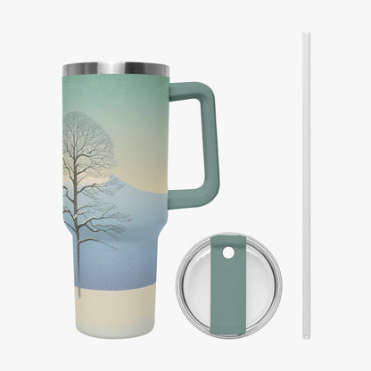 Winter's Solitude Tumbler Cup grey green Handle