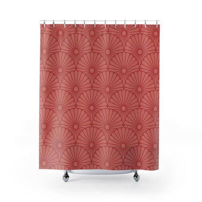 Japanese Kiku Shower Curtain - Red and Strawberry