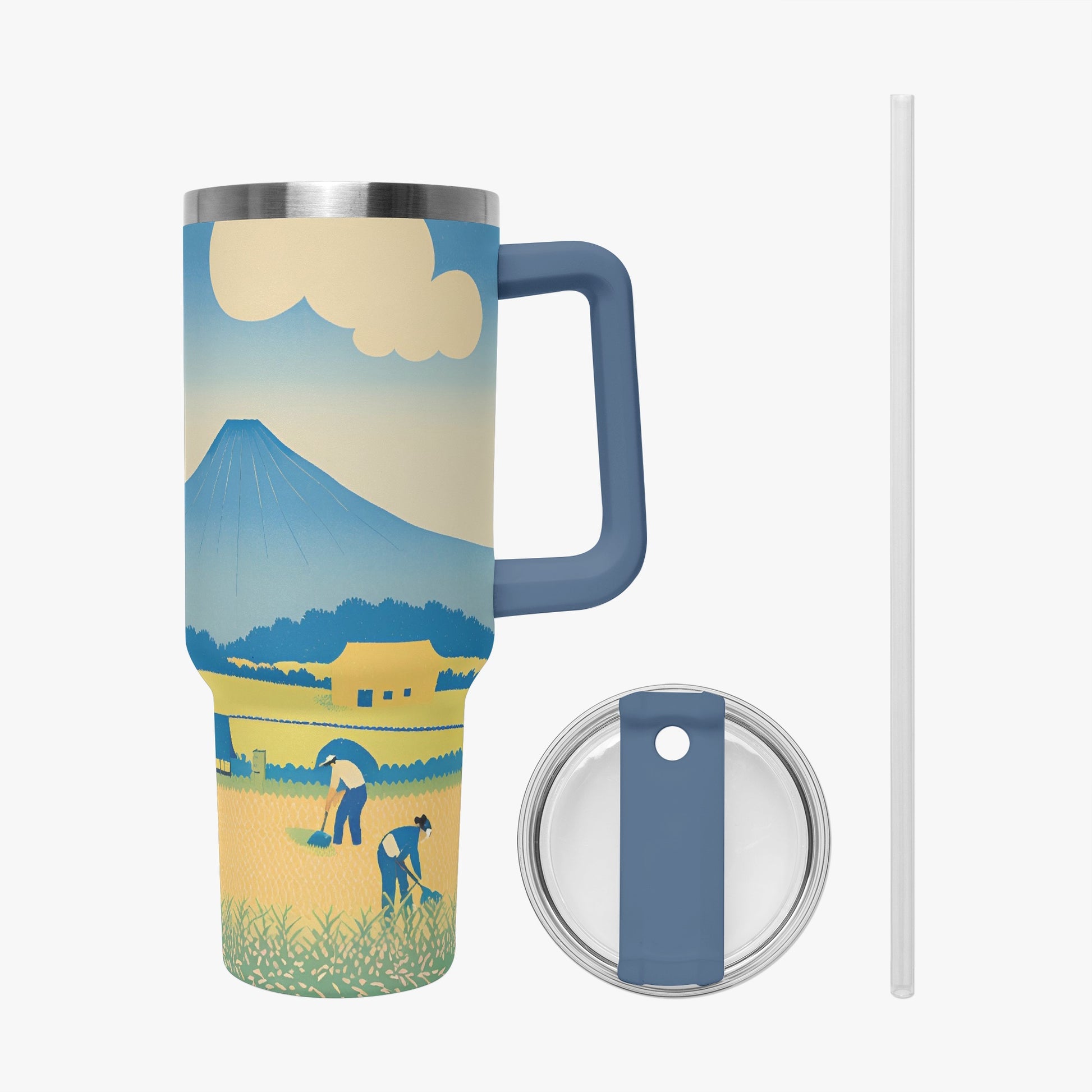 Golden Fields Tumbler Cup Blue Handle