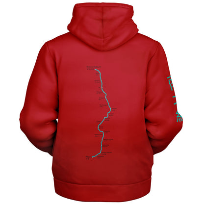 Marunouchi Line Ultra-Soft Microfleece Red and Green Zip Hoodie