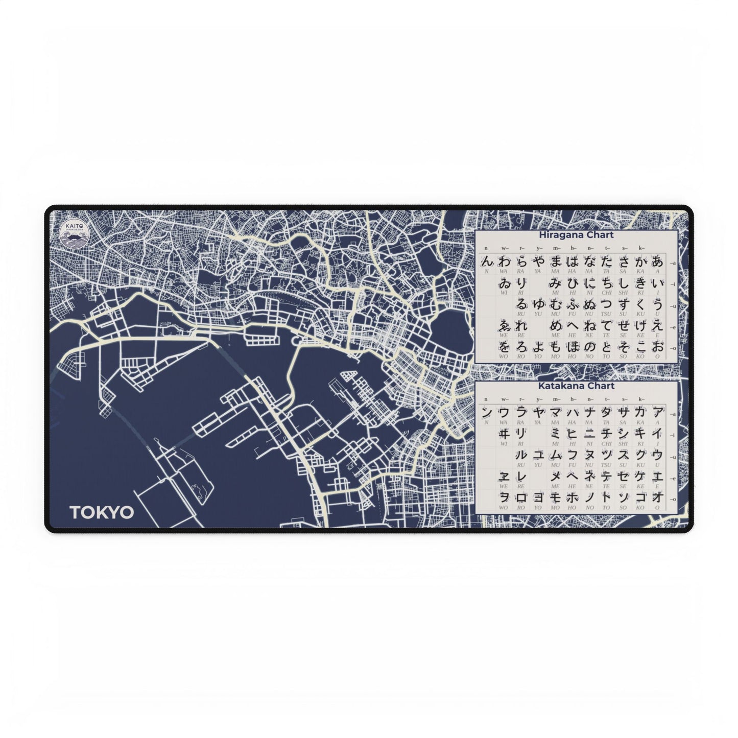 Tokyo Map Desk Mat Blue| Learn Japanese & Urban Style Desk Pad - 