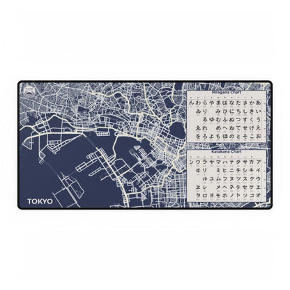 Tokyo Map Desk Mat Blue| Learn Japanese & Urban Style Desk Pad - 