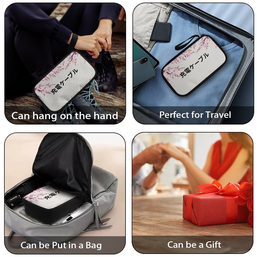 Cherry Blossom Japanese Kanji Tech Pouch - 