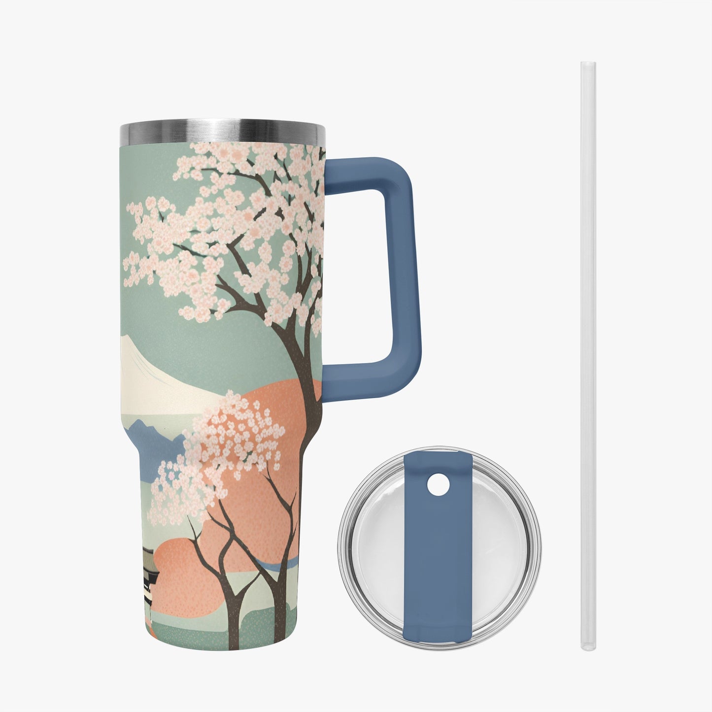 Spring Moon Tumbler Cup Blue Handle