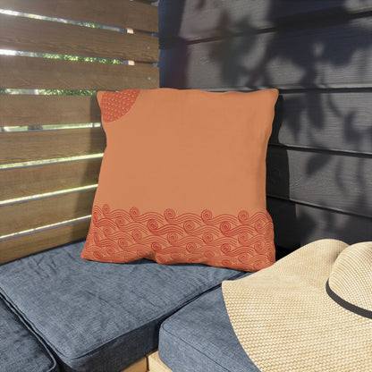 Japanese Sun-Kissed Waves Outdoor Pillows