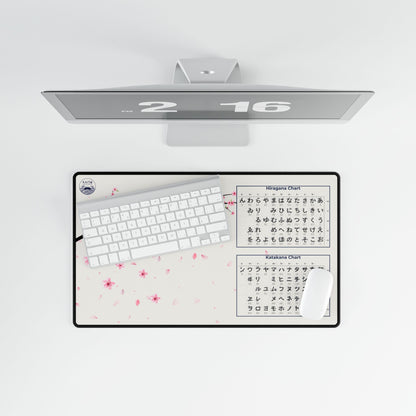 Computer setup with monitor, keyboard, and mouse pad on a white surface