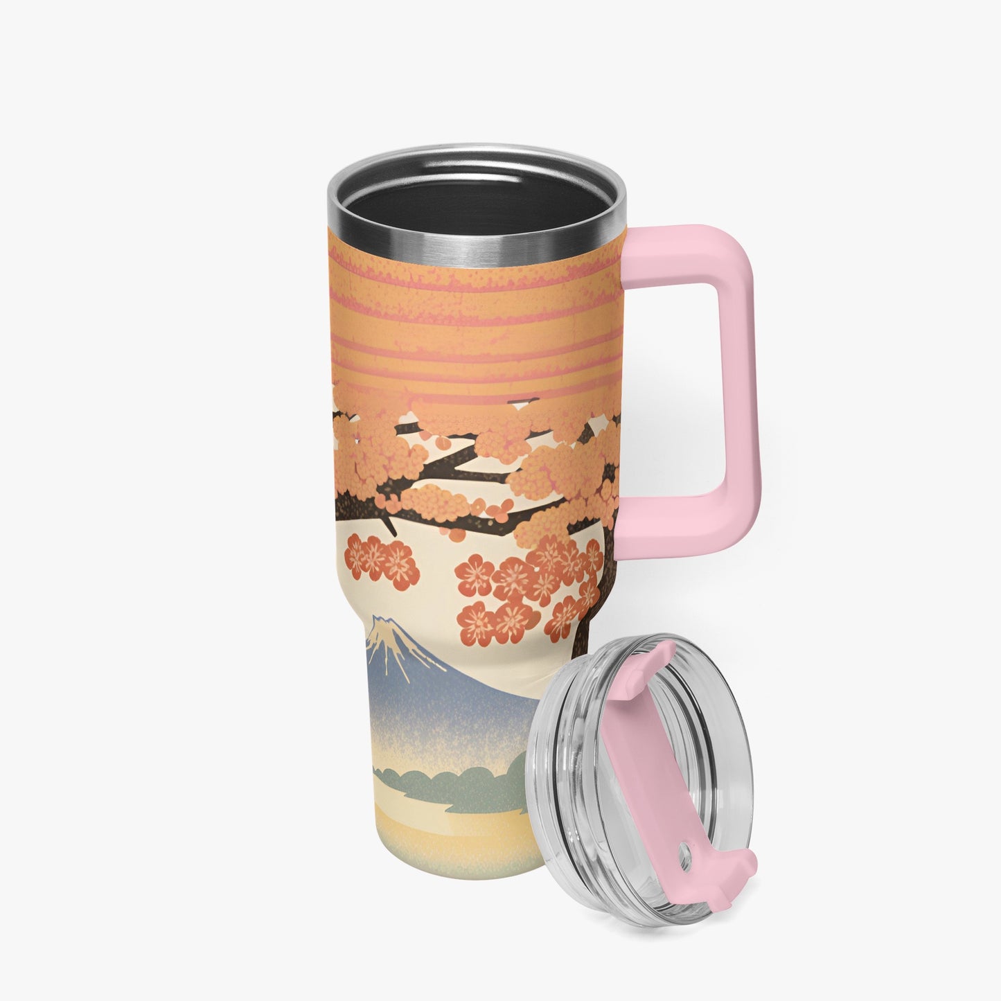 Sakura Sunrise Tumbler Cup Pink Handle