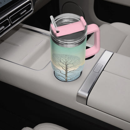 Winter's Solitude Tumbler Cup Pink Handle